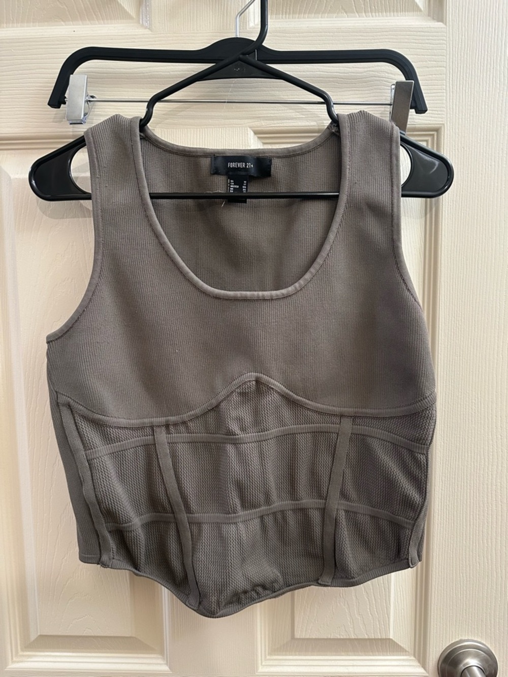 Forever 21 Taupe Structured Corset Tank Top